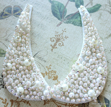 White Pearl With Rhinestones and Pink Sequins Collar